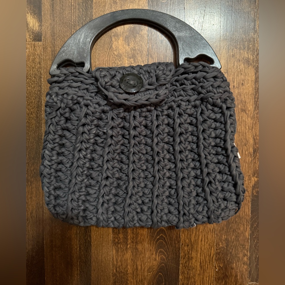 Vintage Chunky Knit Grey Purse
